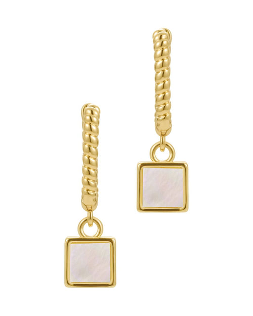 MOTHER-OF-PEARL CHARLOTTE DROP HUGGIE HOOPS