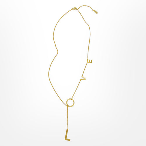 LOVE LARIAT NECKLACE SOLID 14K GOLD