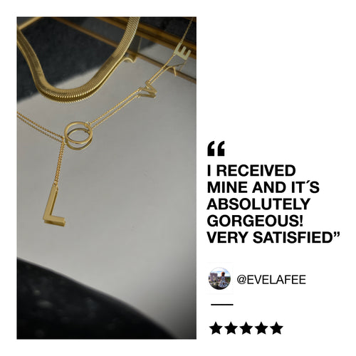 LOVE LARIAT NECKLACE SOLID 14K GOLD