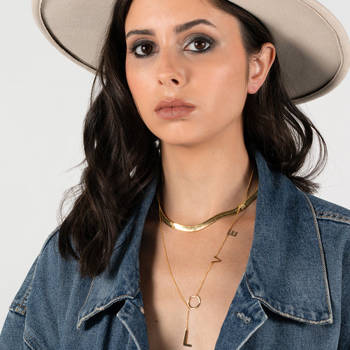 LOVE LARIAT NECKLACE SOLID 14K GOLD