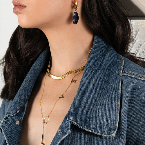 LOVE LARIAT NECKLACE SOLID 14K GOLD